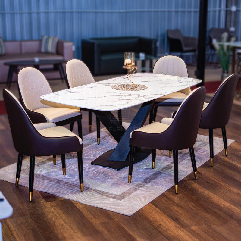 ชุดโต๊ะอาหารหินอ่อน  6 ที่นั่ง ฟาบิโอ้  / Fabio  Dining Set - HS Furniture Mall