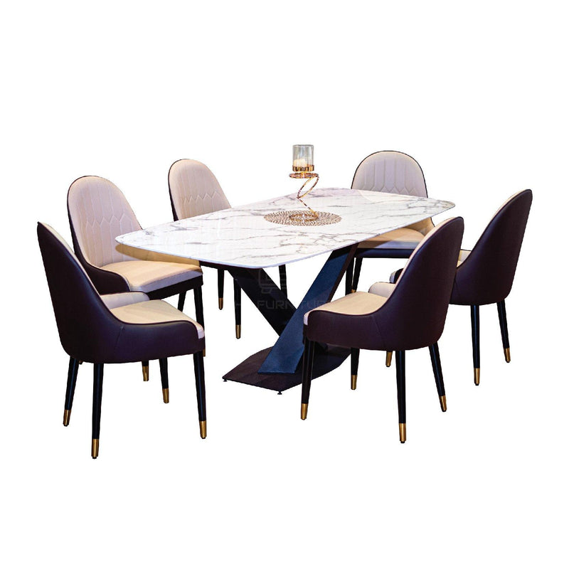 ชุดโต๊ะอาหารหินอ่อน  6 ที่นั่ง ฟาบิโอ้  / Fabio  Dining Set - HS Furniture Mall