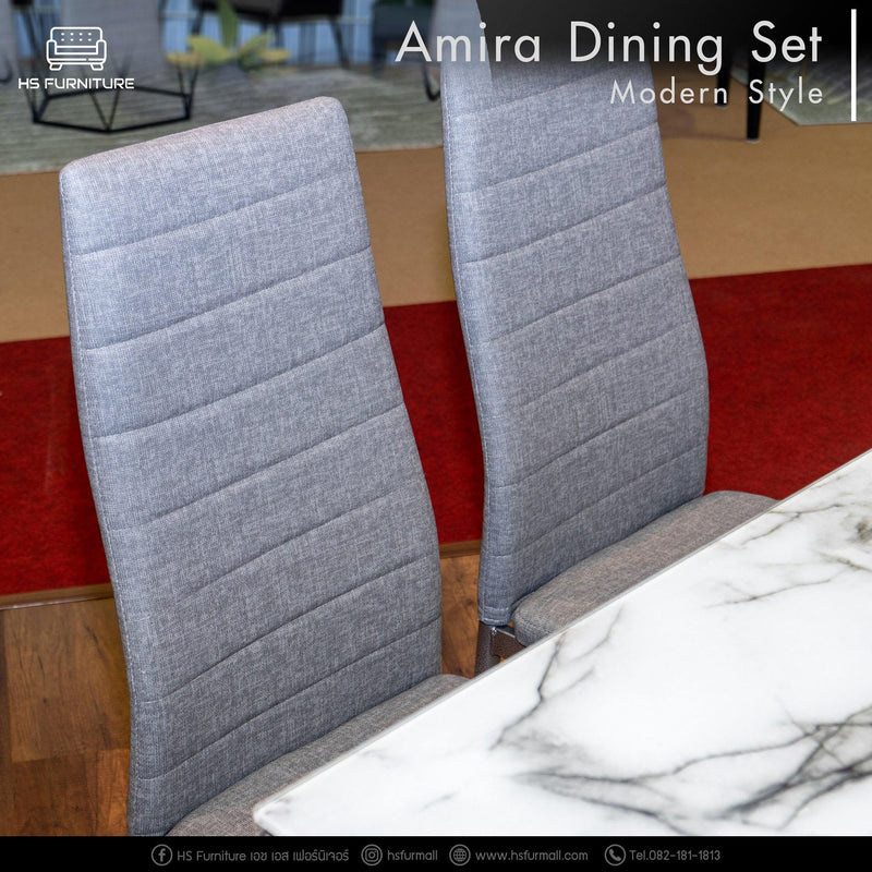 ชุดโต๊ะอาหารกระจก 4 ที่นั่ง อามีร่า / Amira Dining Set - HS Furniture Mall